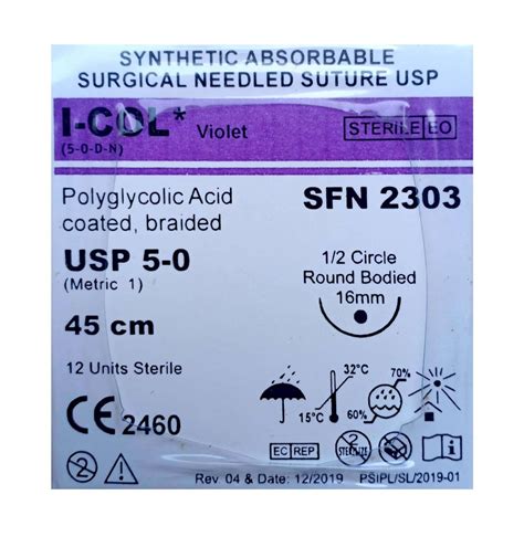 Stainless Steel Violet I Col Sfn 2303 Usp 5 0 Synthetic Absorbable Surgical Needle At Rs 1295