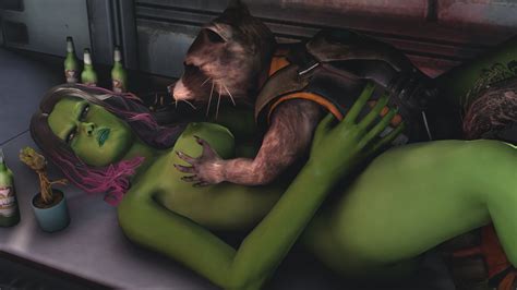 Rule 34 3d Alien Anthro Female Gamora Groot Guardians Of The Galaxy Interspecies Lying Male