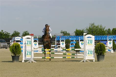 Equitation Contest Horse Jumping Over Obstacle Editorial Photography