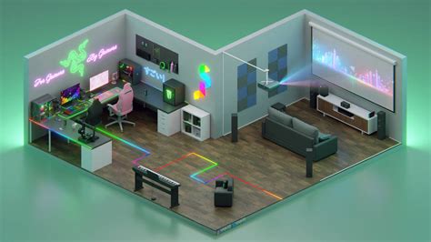 3d Isometric Gaming Room Razer Themed By Ninjo3d On Deviantart