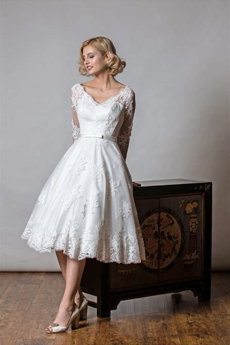 White Lace Tea Length Wedding Dress ~ Tedscycledesign