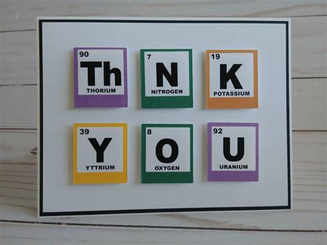 Chemistry Thank You Card Periodic Table Card Elements Card Thank You