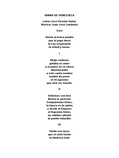 Himno De Venezuela Pdf