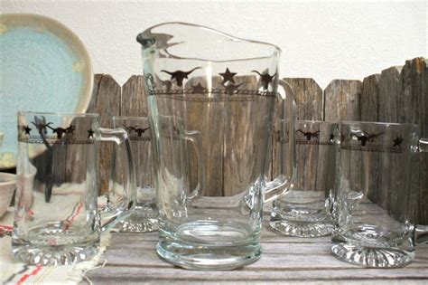 Stars And Longhorns Glass Pitcher Your Western Decor