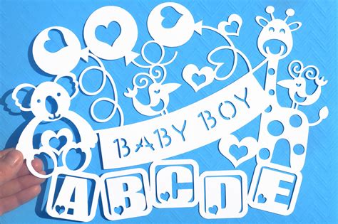 Baby Boy Paper Cut Svg Dxf Eps Files