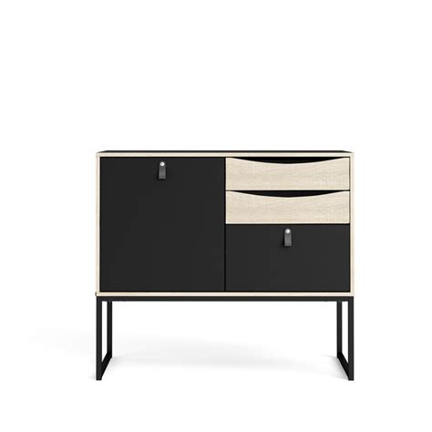 Tvilum Stubbe 1 Door Sideboard With 3 Drawers In Black Matte Oak Structure The Home Depot Canada