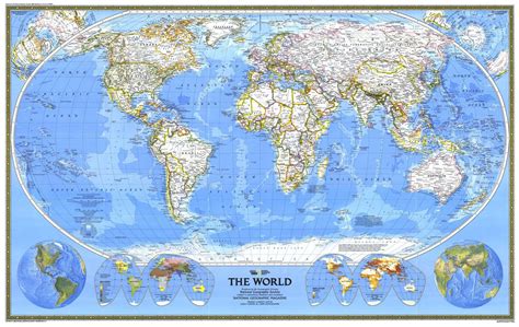 World Wall Map 1988 By National Geographic