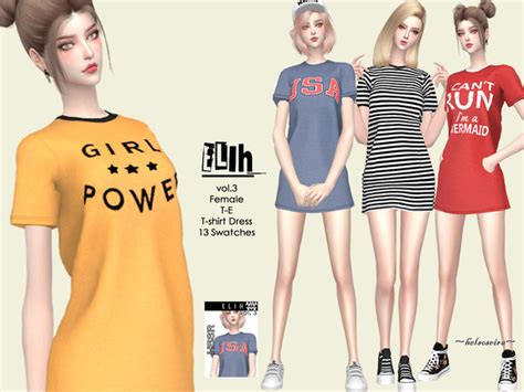 Elih V3 T Shirt Dress By Helsoseira At Tsr Sims 4 Updates