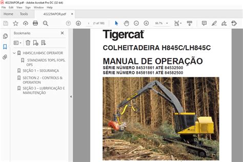 Tigercat COLHEITADEIRA H845C LH845C MANUAL DE OPERAÇÃO PDF DOWNLOAD