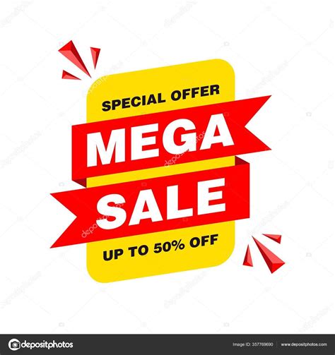 Simple Clean Mega Sale Callout Sign Banner Red Yellow Color Stock