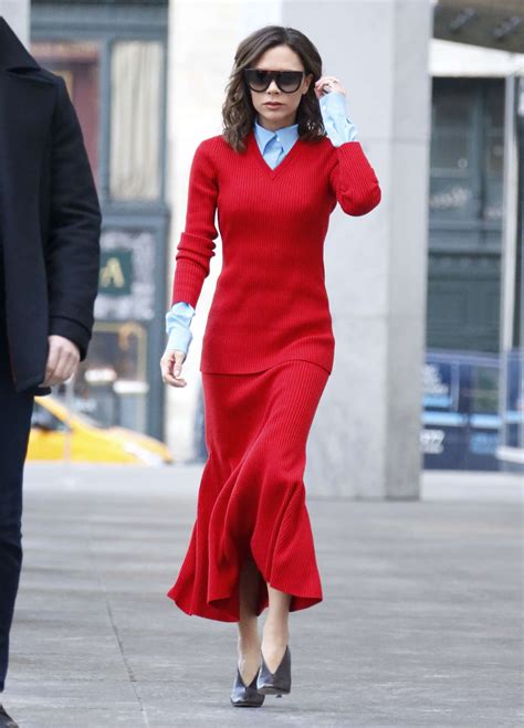 Victoria Beckham In Red Dress Leaves An Office 09 Gotceleb