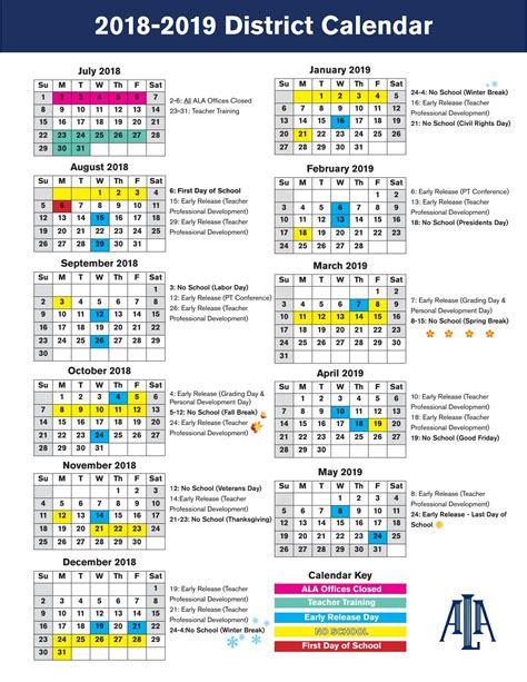 2018 2019districtcalendarpdf School Calendar Teacher Training