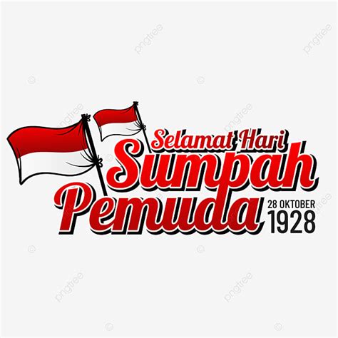 Lettering Of Sumpah Pemuda With Indonesia Flag Symbol Youth Pledge