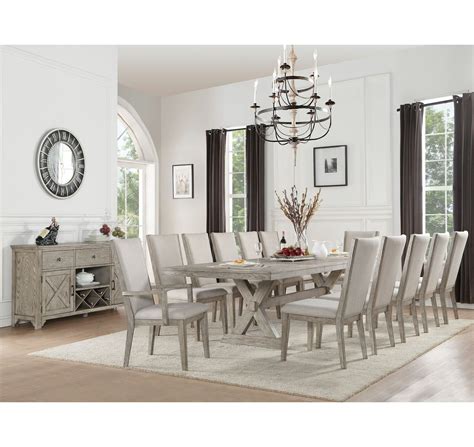 Gracie Oaks Denham 13 Pieces Extendable Dining Set Wayfair Oak