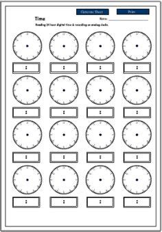 About 12h to 24h time converter. Generate Random Clock Worksheets for Pre-K, Kindergarten ...