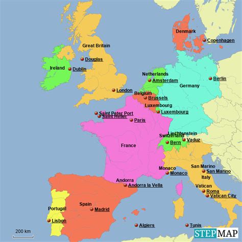 Stepmap Western Europe Landkarte Für Germany