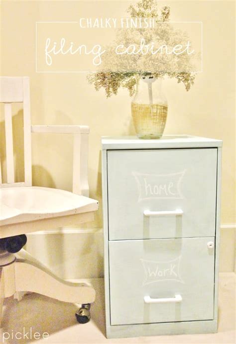 However, spray paint will create a smoother surface and it is harder to find metallic finishes in brushable paints. Chalk Painted Filing Cabinet tutorial - Picklee