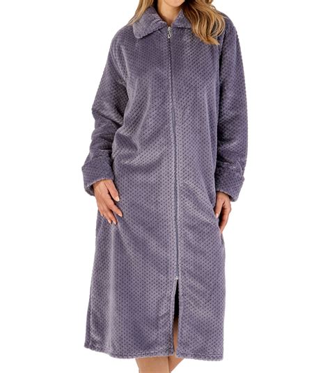 dressing gown ladies zip up luxury waffle fleece slenderella nightwear bathrobe ebay