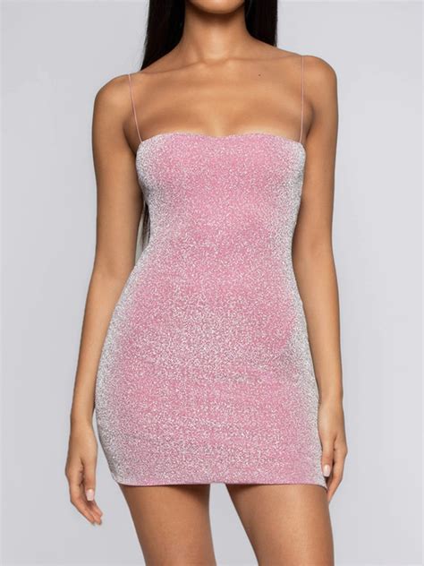 Pink Lurex Yarn Bodycon Cami Mini Dress Choies