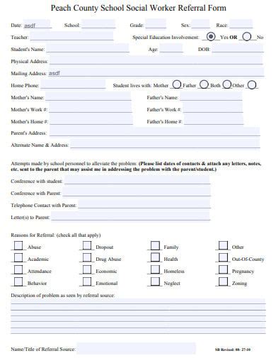 6 Social Work Referral Form Templates In Pdf Ms Word