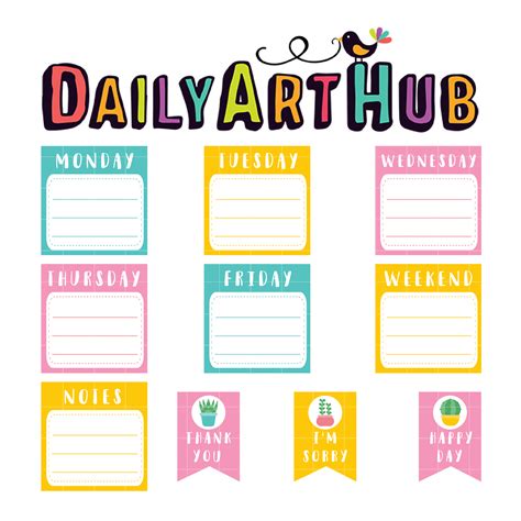 Weekly Planner Clip Art Set Daily Art Hub Free Clip Art Everyday