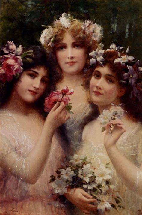Painting Of Vintage Women In Spring Pictures Photos And Images For