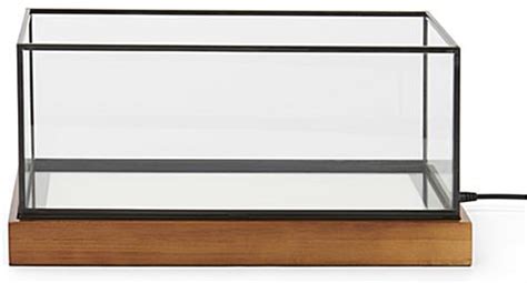 Led Glass Tabletop Display Box Black Copper Frame W Wood Base