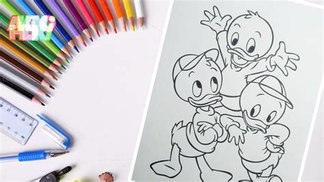 How To Draw Huey Dewey And Louie Coloring Donald Duck And Friends