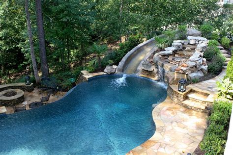 Pool With Slide Waterfall Grotto Cave Dream Pools Backyard Pool Pool