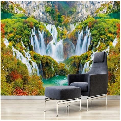 Large Custom Mural Wallpaper Beautiful Landscape Waterfall