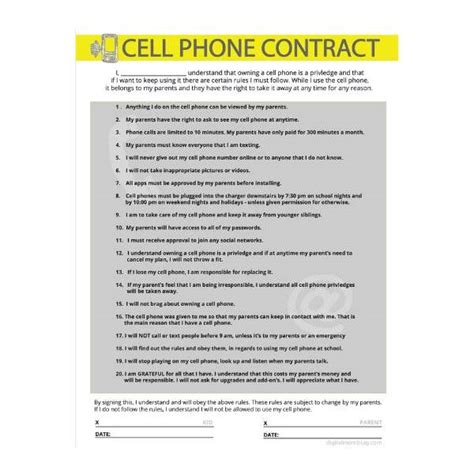 Free Printable Child Cell Phone Contract