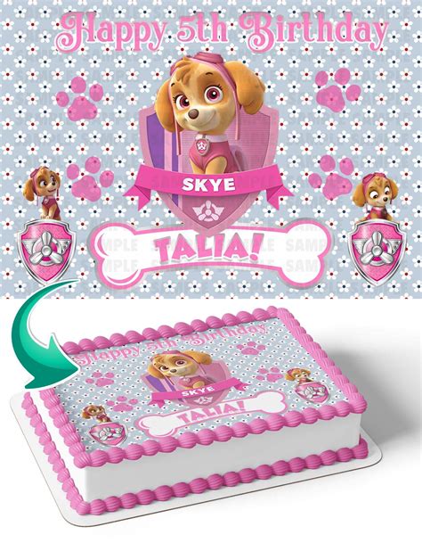 Cakecery Paw Patrol Skye Ps Edible Cake Image Topper Personalized