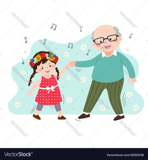 grandpa dancing with his little granddaughter vector image