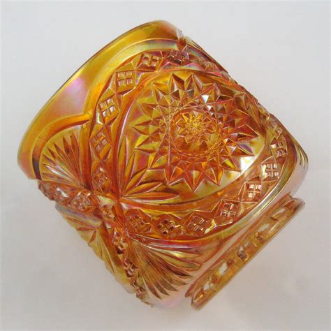 Antique Imperial Marigold Hobstar Carnival Glass Covered Sugar Carnival Glass