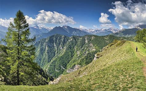 Alps In Italy Alps Path Clouds Italy Mountains Tree Hd Wallpaper