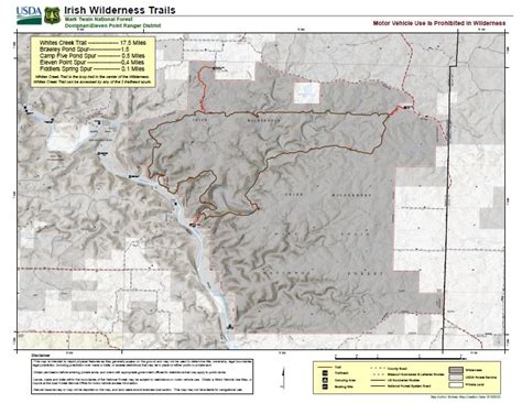 Mark Twain National Forest Irish Wilderness Trails Map Map By Us