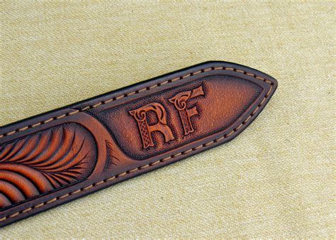 Personalized Greek Pattern Tooled Leather Belt Western Belt Etsy