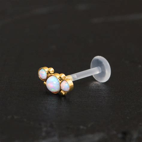 Cartilage Curved Bar Earring Bioflex Opal Helix Curved Etsy