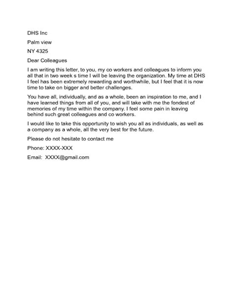 Goodbye Letter To Coworkers Sample For Your Needs Letter Template