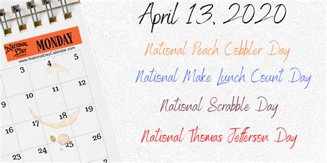 April 13 2020 National Scrabble Day National Make Lunch Count Day