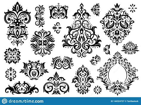 Colours on each pattern can be customized, providing the colour in the same components is used in. Damask Ornament. Vintage Floral Sprigs Pattern, Baroque ...