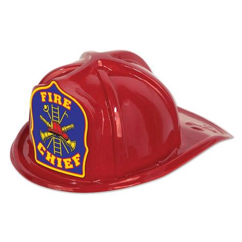 Red Plastic Fire Chief Hat Partycheap