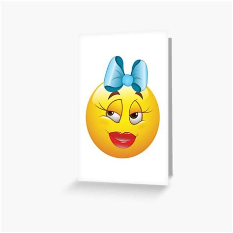 Cute Female Smiley Face Emoticon Greeting Card For Sale By