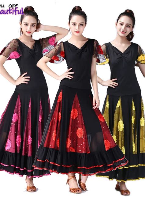Waltz Ballroom Dance Costume Set Ladies Modern Standard Suit Tango Performance Outfits Flamenco