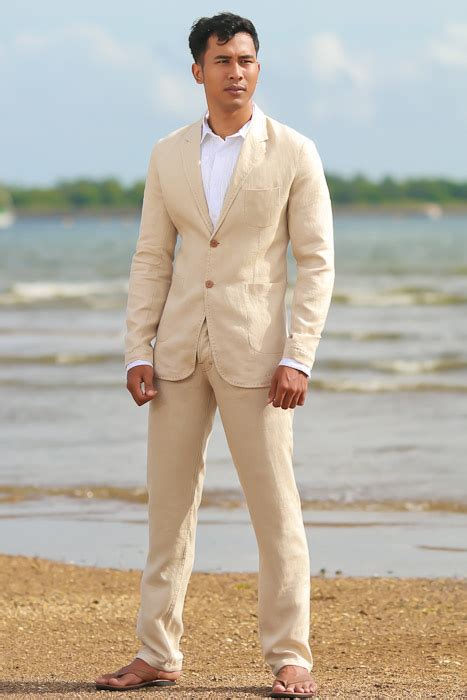 Men S Custom Natural Tan Linen Suit Beach Weddings Grooms Island Importer
