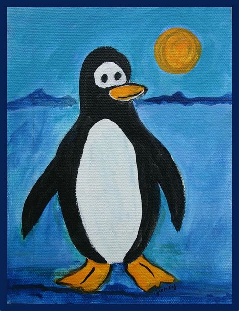 Cute Penguin Painting By Paintings By Gretzky