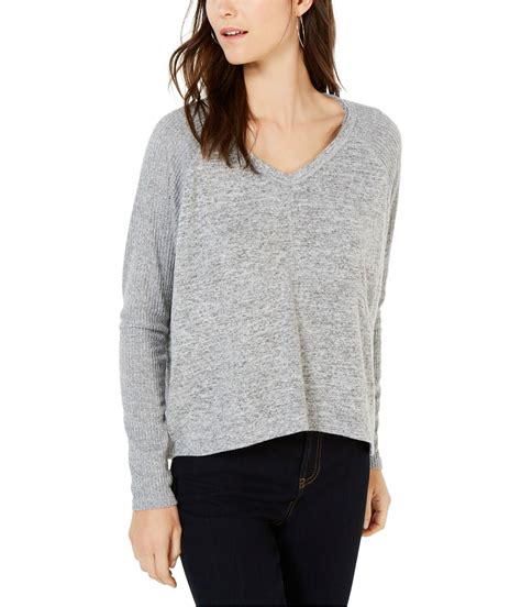 Inc Top Pullover Ribbed V Neck Heather Women Gray Plus Sz Xxl 287 For