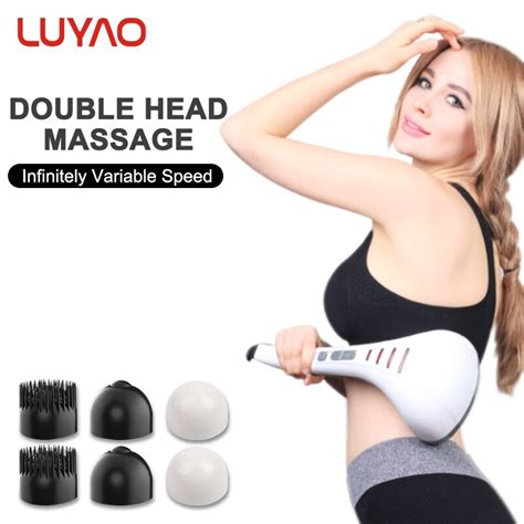 Luyao Electric Double Head Handheld Massage Stick Multifunction Neck Body Vibration Massager 3