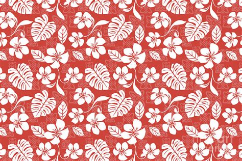 Hawaiian shirt aloha shirt in classic hibiscus red. Red Hibiscus Hawaiian Flower Blooms and Tropical Leaves ...