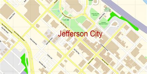 Jefferson City Missouri Us Map Pdf Vector Exact City Plan Detailed